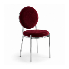 Ghế Moon Mạ Bạc Bóng - Nhung Đỏ Burgundy
