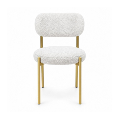 Ghế Velvet Khung Mảnh Vàng Champagne - Lông Cừu Trắng