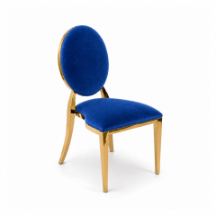 Ghế Louis Banquet Mạ Vàng - Nhung Xanh Cobalt