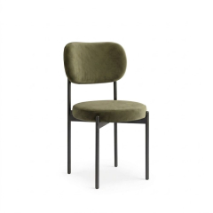 Ghế Velvet Khung Đen - Nhung Xanh Olive