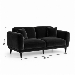 Sofa Đôi Lounge - Nhung Đen