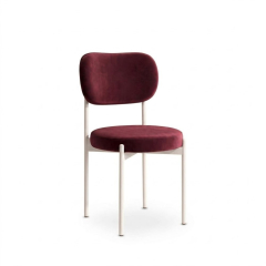 Ghế Velvet Khung Trắng - Nhung Đỏ Burgundy