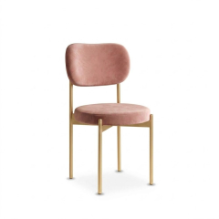 Ghế Velvet Khung Vàng Nhạt - Nhung Hồng Dusty