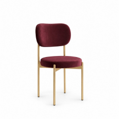 Ghế Velvet Khung Vàng Nhạt - Nhung Đỏ Burgundy