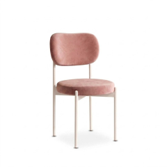 Ghế Velvet Khung Trắng - Nhung Hồng Dusty