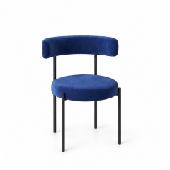 Ghế Nệm Vải Bouclé - Xanh Cobalt / Khung Đen