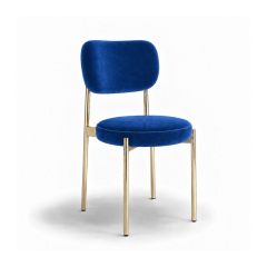 Ghế Velvet Khung Mạ Vàng Bóng - Nhung Xanh Cobalt