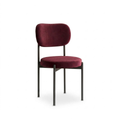 Ghế Velvet Khung Đen - Nhung Đỏ Burgundy