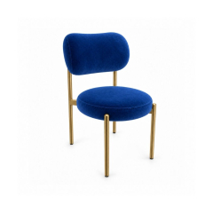 Ghế Velvet Khung Mảnh Vàng Champagne - Nhung Xanh Cobalt