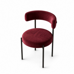 Ghế Nệm Vải Bouclé - Đỏ Burgundy / Khung Đen