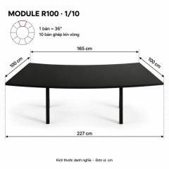 Bàn Cong Serpentine Module 1/10 - Sâu 100cm