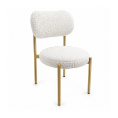 Ghế Velvet Khung Mảnh Vàng Champagne - Lông Cừu Trắng