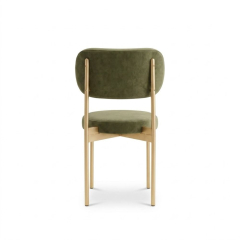 Ghế Velvet Khung Vàng Nhạt - Nhung Xanh Olive