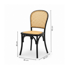 Ghế Caneback Khung Đen - Đan Mây