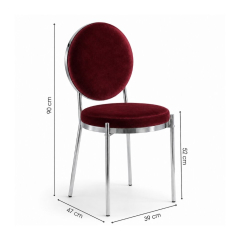 Ghế Moon Mạ Bạc Bóng - Nhung Đỏ Burgundy