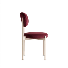 Ghế Velvet Khung Trắng - Nhung Đỏ Burgundy