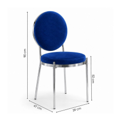 Ghế Moon Mạ Bạc Bóng - Nhung Xanh Cobalt