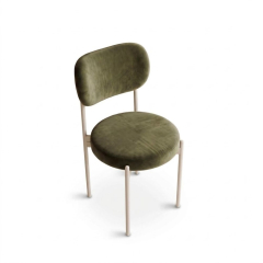 Ghế Velvet Khung Trắng - Nhung Xanh Olive