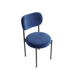 Ghế Velvet Khung Đen - Nhung Xanh Cobalt