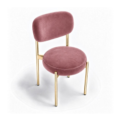 Ghế Velvet Khung Mạ Vàng Bóng - Nhung Hồng Dusty