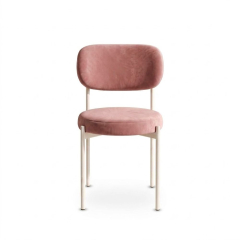 Ghế Velvet Khung Trắng - Nhung Hồng Dusty