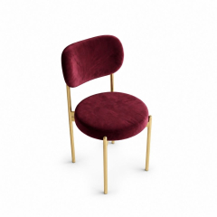 Ghế Velvet Khung Vàng Nhạt - Nhung Đỏ Burgundy