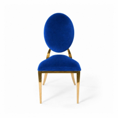 Ghế Louis Banquet Mạ Vàng - Nhung Xanh Cobalt