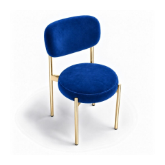 Ghế Velvet Khung Mạ Vàng Bóng - Nhung Xanh Cobalt