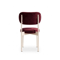Ghế Velvet Khung Trắng - Nhung Đỏ Burgundy