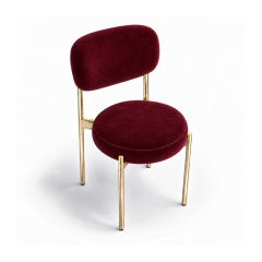 Ghế Velvet Khung Mạ Vàng Bóng - Nhung Đỏ Burgundy