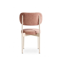 Ghế Velvet Khung Trắng - Nhung Hồng Dusty