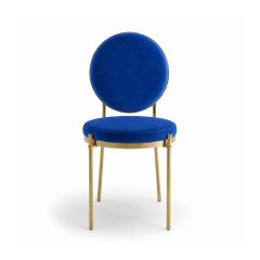 Ghế Moon Mạ Vàng Bóng - Nhung Xanh Cobalt