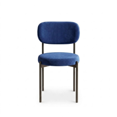 Ghế Velvet Khung Đen - Nhung Xanh Cobalt