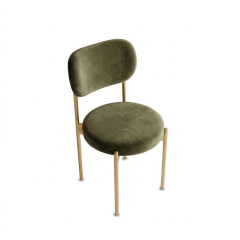 Ghế Velvet Khung Vàng Nhạt - Nhung Xanh Olive