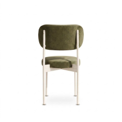 Ghế Velvet Khung Trắng - Nhung Xanh Olive