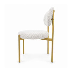 Ghế Velvet Khung Mảnh Vàng Champagne - Lông Cừu Trắng