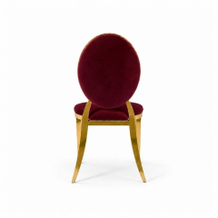 Ghế Louis Banquet Mạ Vàng - Nhung Đỏ Burgundy