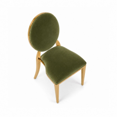 Ghế Louis Banquet Mạ Vàng - Nhung Xanh Olive