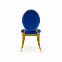 Ghế Louis Banquet Mạ Vàng - Nhung Xanh Cobalt