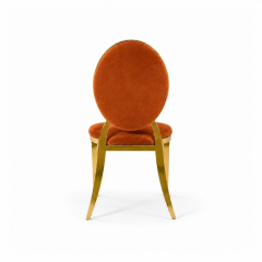 Ghế Louis Banquet Mạ Vàng - Nhung Cam Đất