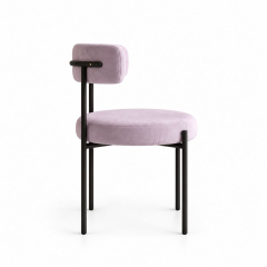 Ghế Nệm Vải Bouclé - Tím Lilac / Khung Đen