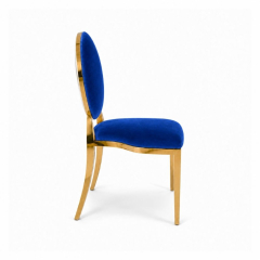 Ghế Louis Banquet Mạ Vàng - Nhung Xanh Cobalt