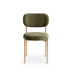 Ghế Velvet Khung Vàng Nhạt - Nhung Xanh Olive