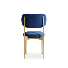 Ghế Velvet Khung Vàng Nhạt - Nhung Xanh Cobalt