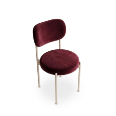 Ghế Velvet Khung Trắng - Nhung Đỏ Burgundy