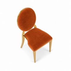 Ghế Louis Banquet Mạ Vàng - Nhung Cam Đất