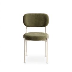 Ghế Velvet Khung Trắng - Nhung Xanh Olive