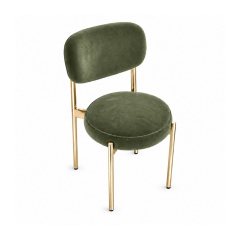 Ghế Velvet Khung Mạ Vàng Bóng - Nhung Xanh Olive