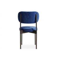 Ghế Velvet Khung Đen - Nhung Xanh Cobalt
