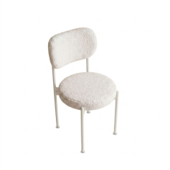 Ghế Velvet Khung Trắng - Lông Cừu Trắng
